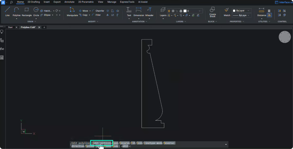 Modifica Polilinea con il QUAD