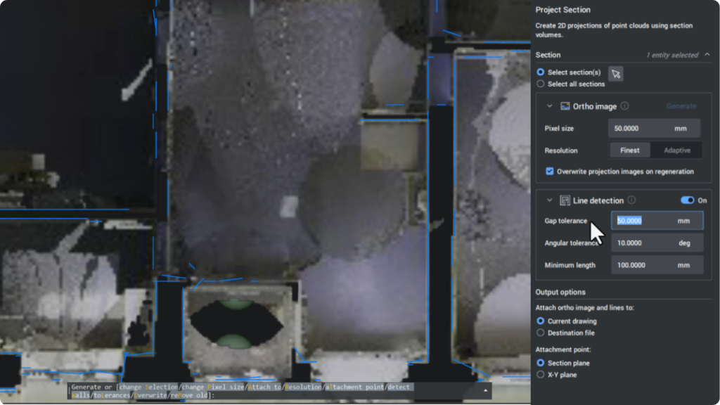 Rilevamento automatico delle linee e generazione di immagini ortogonali