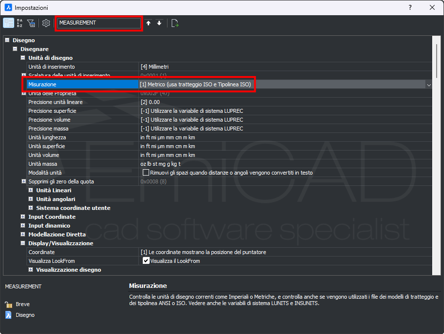 CAD Retini Misurazione